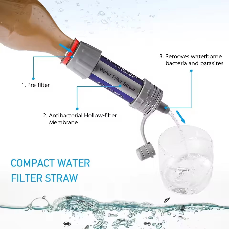 Outdoor Water Purifier Camping Hiking Emergency Life Portable Purifier Water Filter Suitable for Streams, Lakes Outdoors Camping
