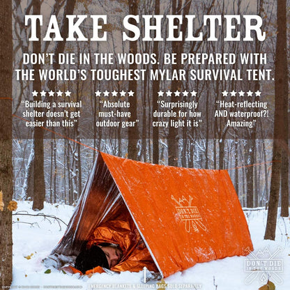 - Survival Tent - Made with Extra-Thick Space Blanket Thermal Mylar - Emergency Shelter Tube Tent - One of the 10 Essentials for Hiking, Camping, First Aid Kits